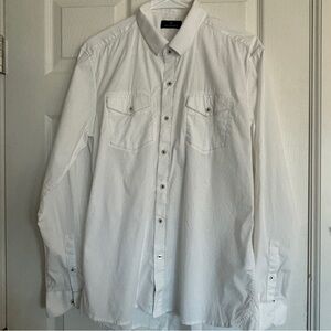 7 Diamonds Men's White Button-Up‎ Shirt, White, Size Large